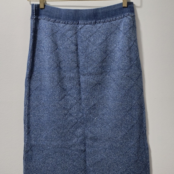 Blue Willi's Pure Indigo Cotton Knit Pencil Skirt Maxi Size XL Made In Denmark - Picture 10 of 16